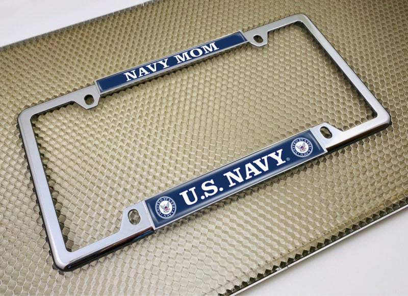 U.S. Navy Mom - Car Metal License Plate Frame (wb)